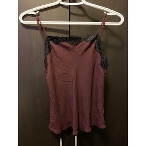 ⚠️SOLD⚠️ Wilfred Dark Plum Cami w/ Lace